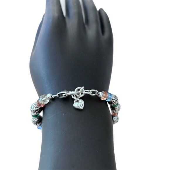 Brighton Latika Bracelet Silver Red Amber Amethyst Multicolor Carved Beads - Picture 6 of 6